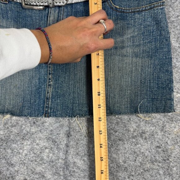 Vintage Y2K Bongo Women's Denim Festival Grunge Micro Mini Skirt Size 7 - Picture 6 of 16